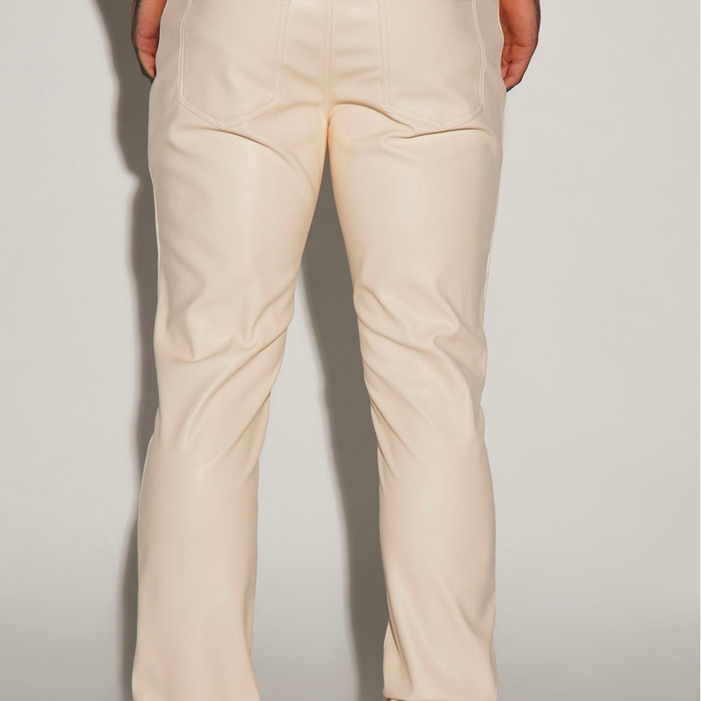 Cream Linen Blend Dress Pants